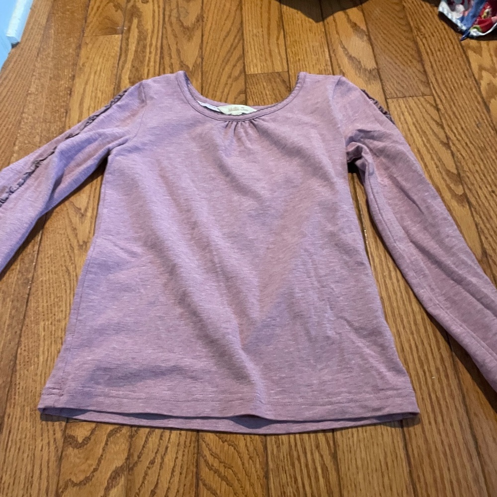 Long sleeve purple dress with ruffles on the sleeves, size 6, Matilda, Jane